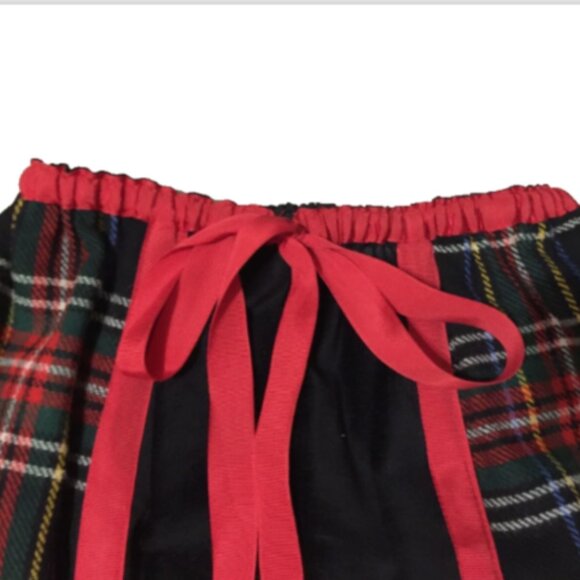 Vintage Wool Skirt Maxi Mr Hank Tartan Plaid Patchwork Ribbon Elastic Waist - Picture 3 of 6